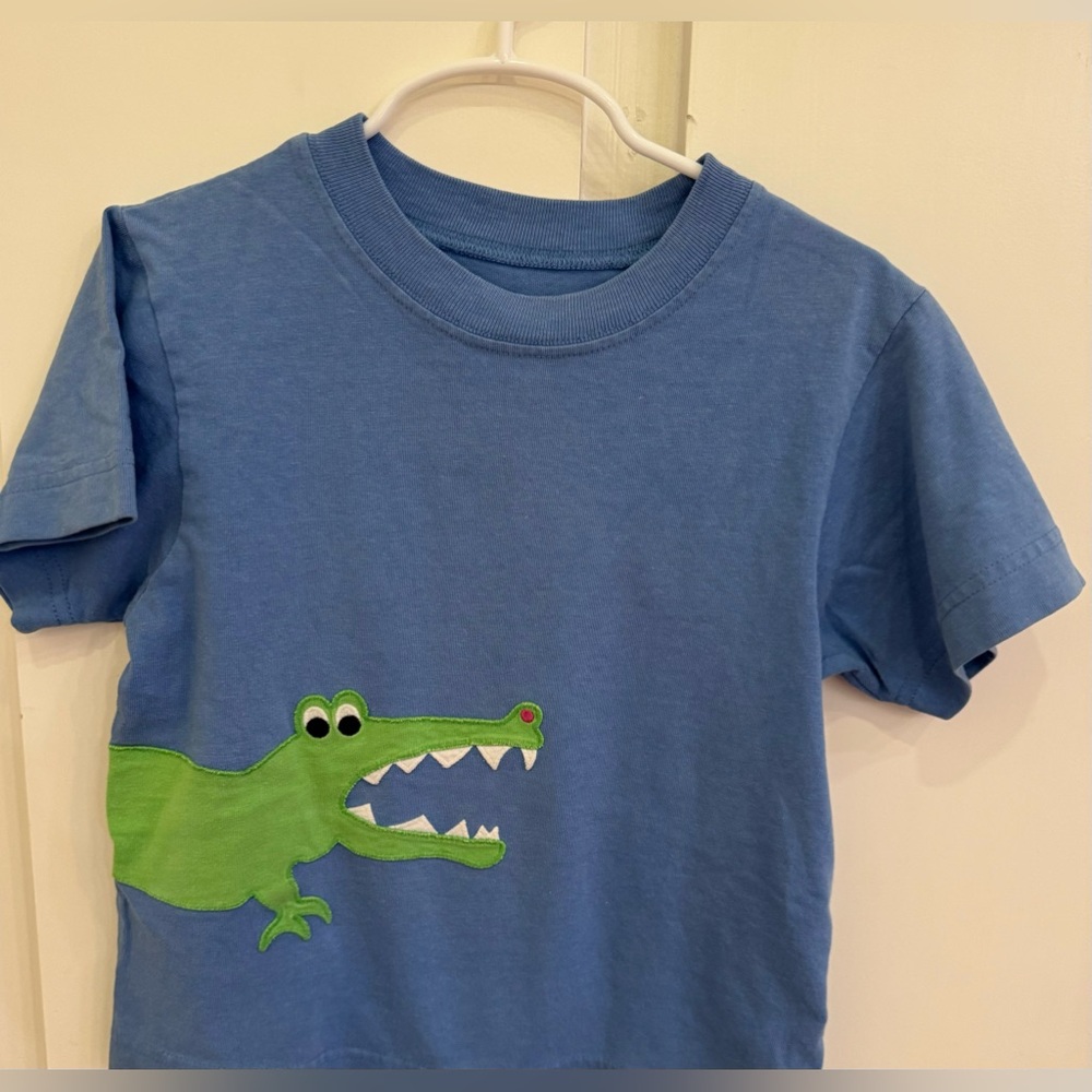 Kelly's Kids Blue Alligator Appliqué Short Sleeve Tee